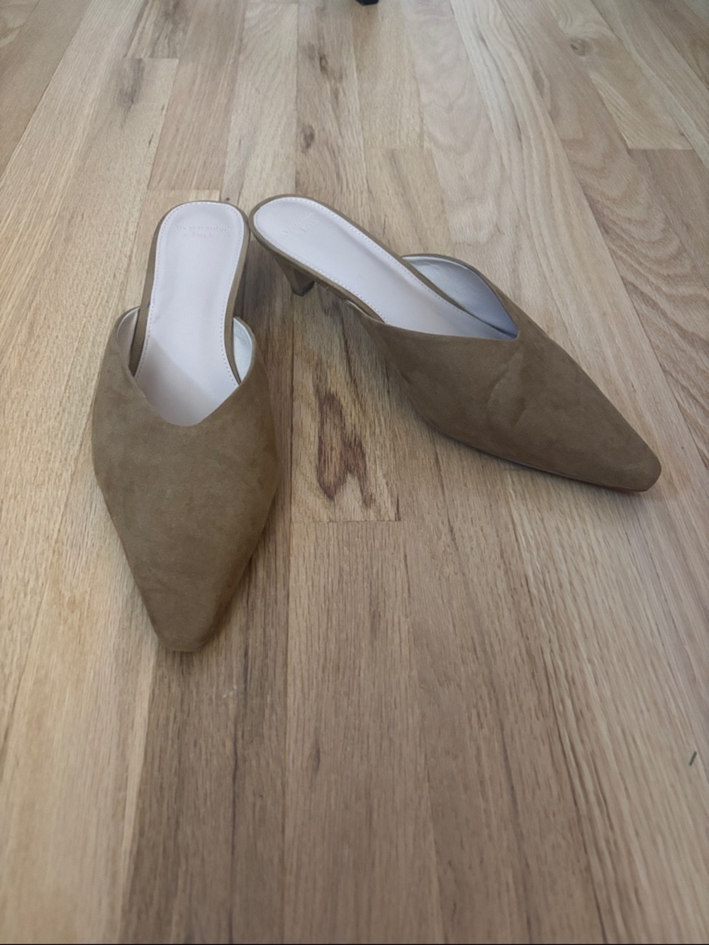 Abercrombie & Fitch Suede Pointed-Toe Mule Kitten Heels